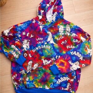 Flintstones Tie-Dye Hoodie – Colorful Cartoon Print – Yabba Dabba Doo!